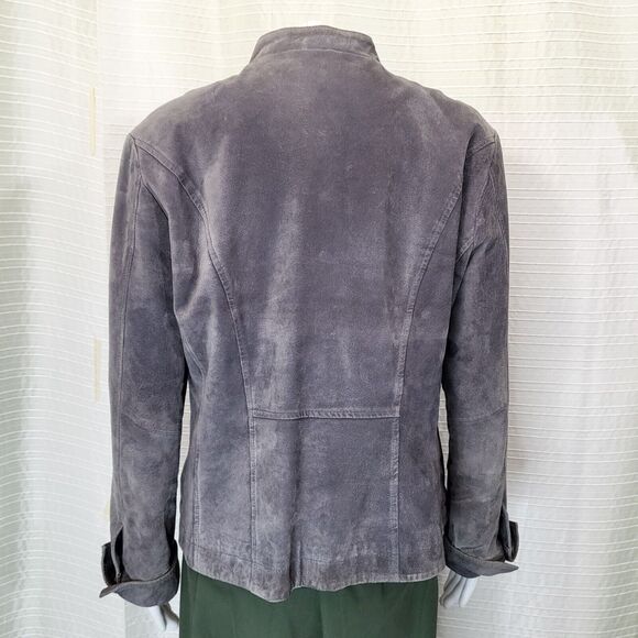 AMI Short Suede Jacket w/ Brass Toned Snaps Gray Women's M/L - Picture 4 of 16